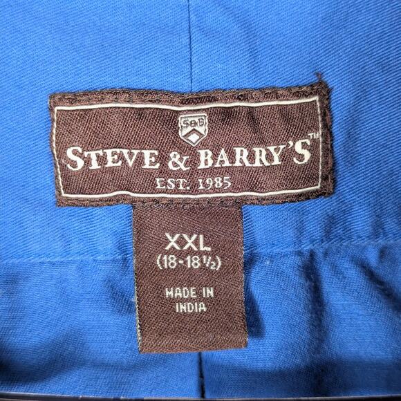 Steve & Barry’s XXL Blue Shirt Men Button Down 100% Cotton Long Sleeve Work - Picture 2 of 4
